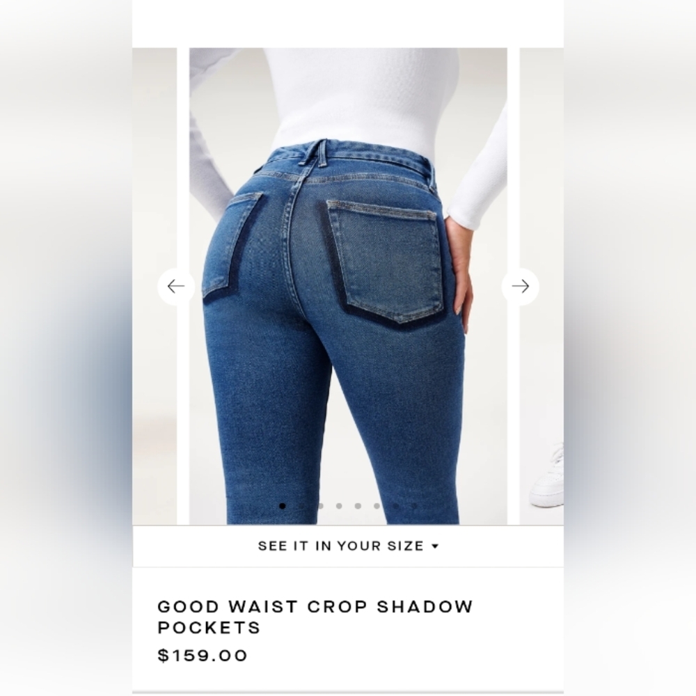 GOOD AMERICAN Good Waist Cropped Shadow Pocket Jeans size 2 ๐ - Picture 7 of 15